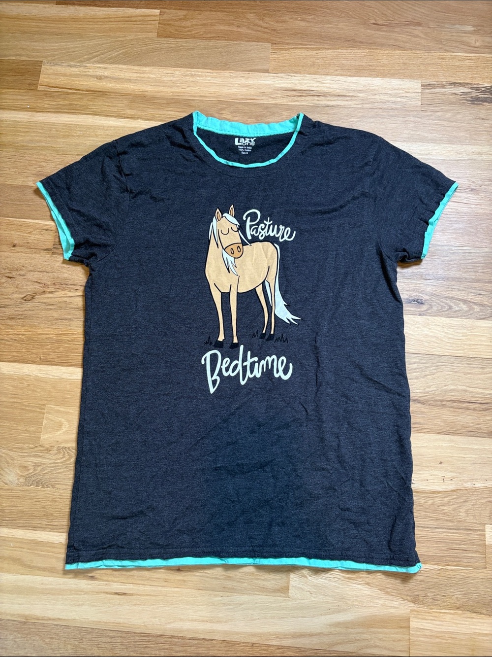 Lazy One Black with Aqua Trim Pasture Bedtime Short Sleeve Tee